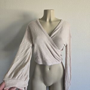 Women's Cream Wrap Top